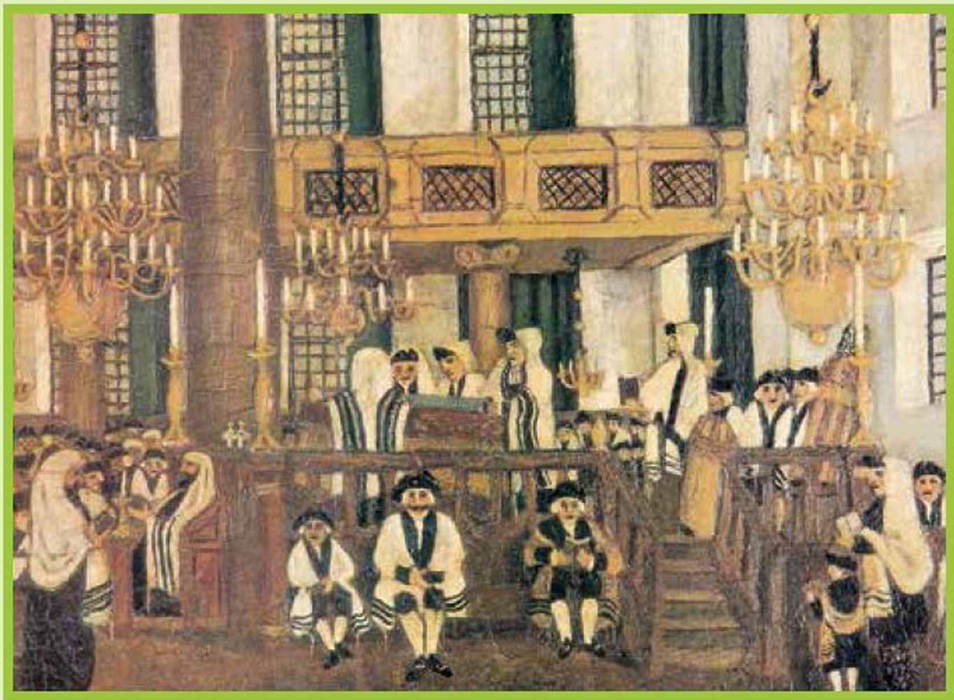 ציור של יום הכיפורים בבית הכנסת בהולנד, המאה ה-19